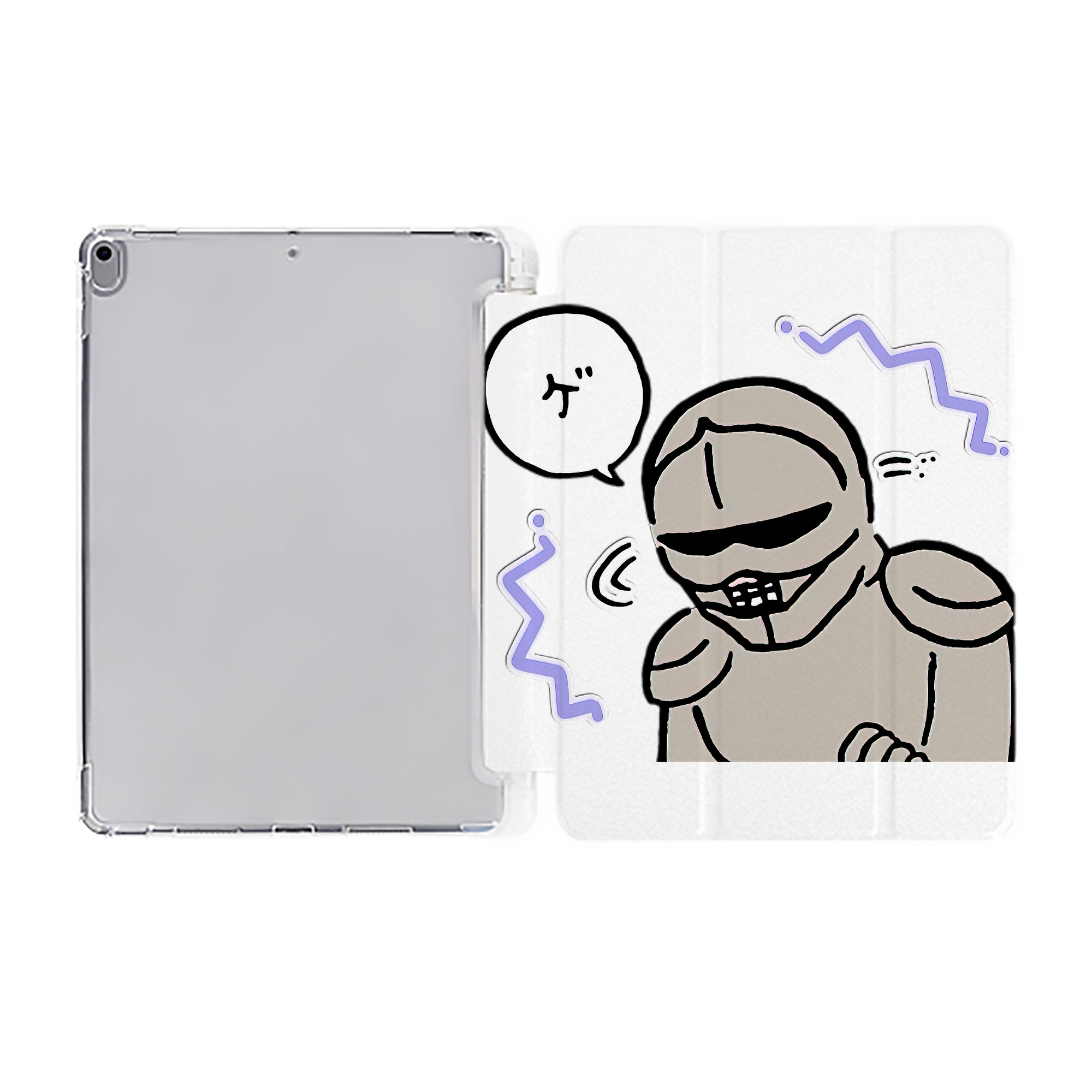 （画像用） ちいかわ 労働の鎧さん Chii-kawa Mr. Armor of Labor IPad ケース ペン収納付き 三つ折りスタンド PUレザー×シリコン 対応機種9.5/10.5/10.9インチ